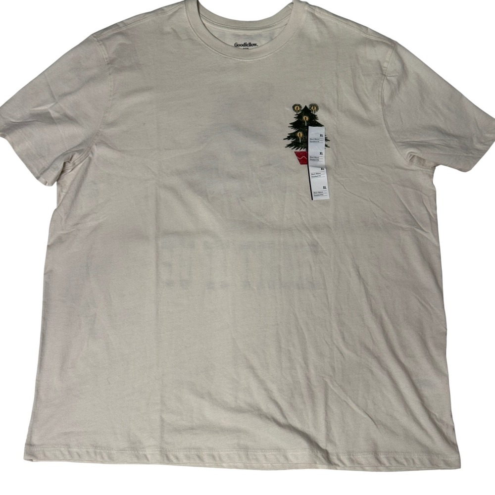 Goodfellow & Co Mens XL Cream Light It Up Christmas Tree Graphic T-Shirt NWT